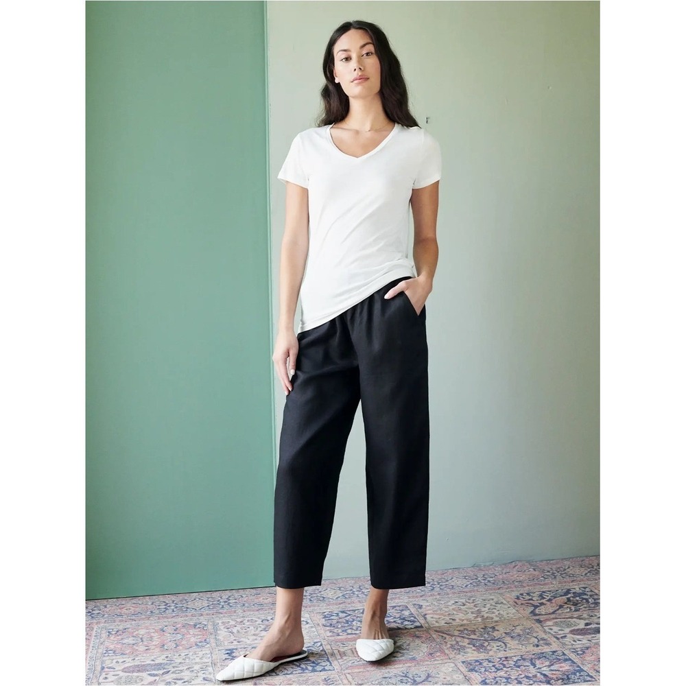 Quince Cotton Modal V-Neck Tee White Comfy Minimalist Top Womens Size XL